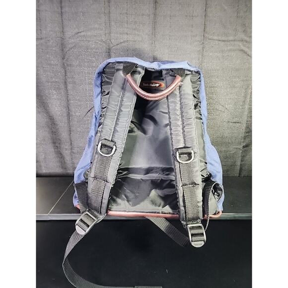 Vintage Timberland Leather Bottom Backpack Black 90s Large Travel School Camping - Picture 2 of 3